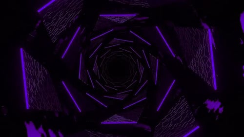 Seamless Looping Neon Purple Geometric Tunnel