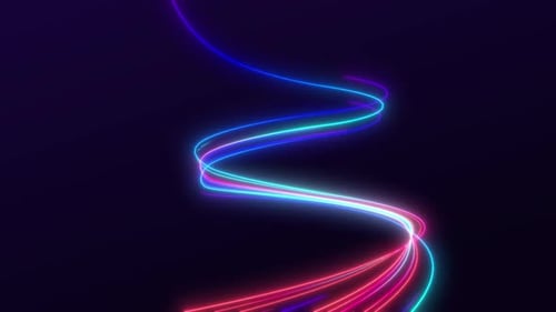 Abstract background pink blue red wave lines flowing isolated on black background