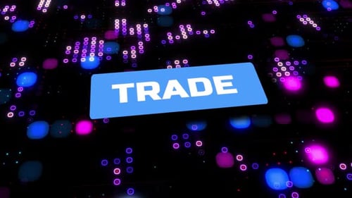 Trade Waving Typografie auf futuristischem Hintergrund der digitalen Technologie