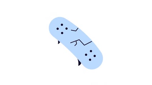 Animated Flat Design Skateboard Icon