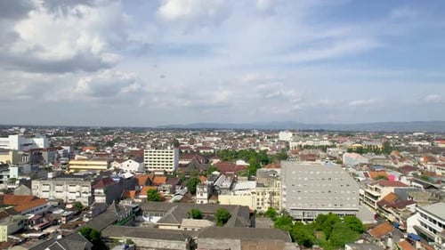 Luftaufnahme der Stadt Jogyakarta. Zentral-Java, Indonesien, Jogjakarta