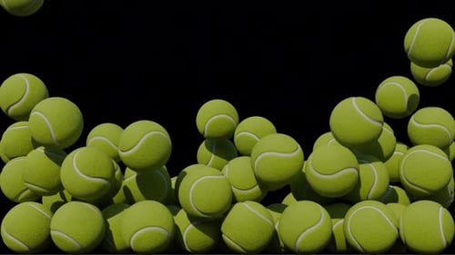 Realistic 3D Tennis Balls Falling and Piling Up
