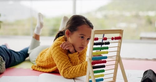 Math, education and child counting for learning numbers doing homework as development