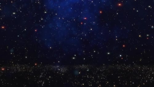 Golden Glitter Particles Shimmering Upwards on Dark Blue Background