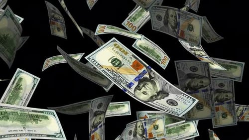 Realistic Falling US Dollar Bills Loop Animation