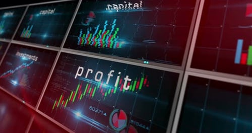 Futuristic Financial Data Display and Analysis Screens