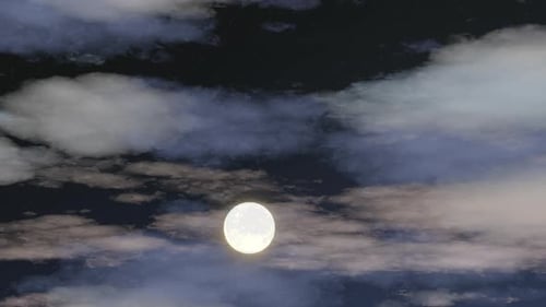 Full Moon Night Sky Animation with Drifting Clouds