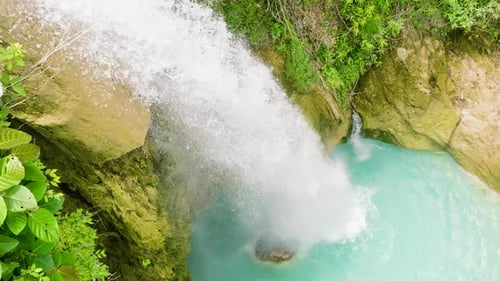 Waterfall in the Tropical Mountain Jungle