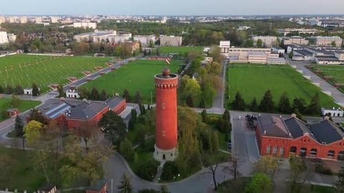 Aerial video over Central Waterworks Plant MPWiK Poland Warsaw