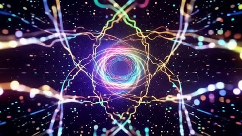 Abstract colorful energy portal motion graphic with glowing
