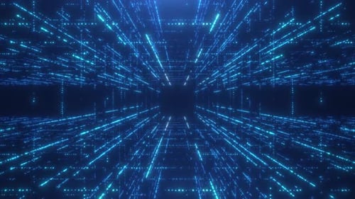 Futuristic Blue Digital Data Stream Network Background Loop