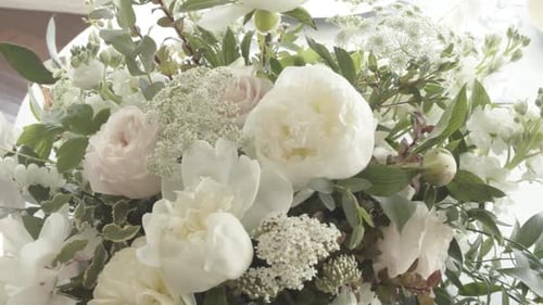 Close Up of Pastel Rose Bouquet on Table