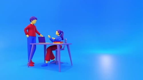 Team Collaboration Animation with Minimalist 3D Characters