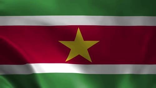 Suriname Flag Waving Realistic Loop