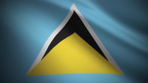 Saint Lucia National Flag Waving in Realistic Loop