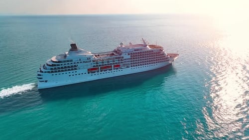 Cruise Ship Sailing Across Turquoise Waters