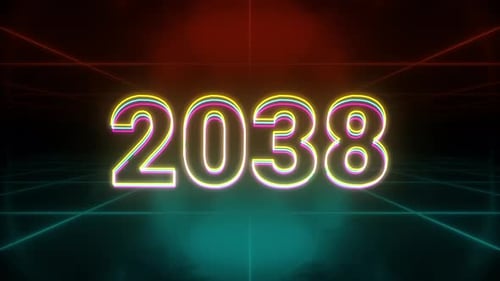 Futuristic Neon 2038 Year Title Display