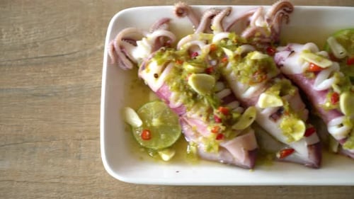 Grilled Squid with Green Sauce and Lime