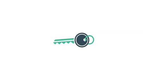 Animated Key Icon in Flat Design Style