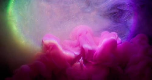 Iridescent Glitter Color Cloud Art Smoke Ink Neon