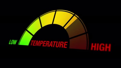 Graphic animation of a temperature level gauge