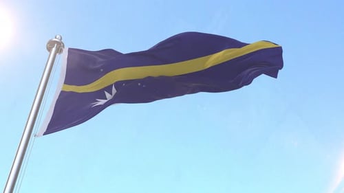 Die Flagge von Nauru weht im Himmel