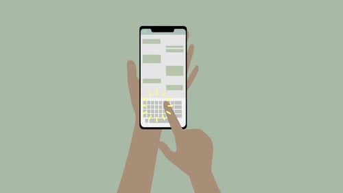 Flat Design Animation of Hands Typing on a Smartphone Keyboard