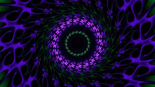 Purple And Turquoise Neon Light In Grate Tunnel Background Vj Loop In 4K