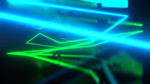 Blue And Green Abstract Neon Corridor Background Vj Loop I 4K