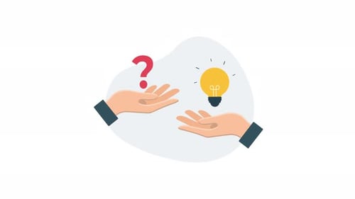 4k Question and Answer, Problem and Solution, Hand with Question Mark and Bulb Animation Video