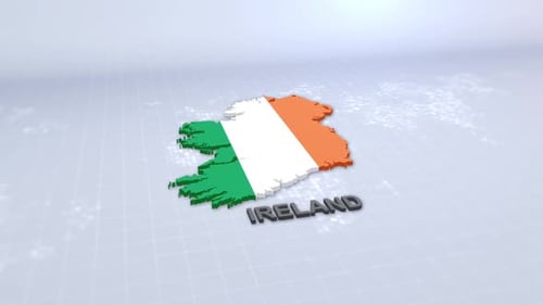 Animated 3D Map of Ireland with Flag and Text