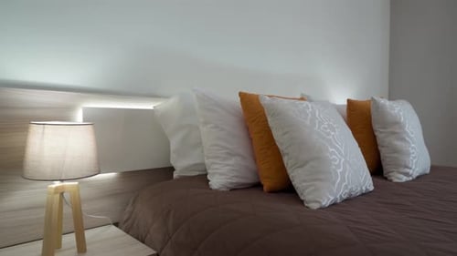 Interior Bedroom Decoration with Brown Comforter