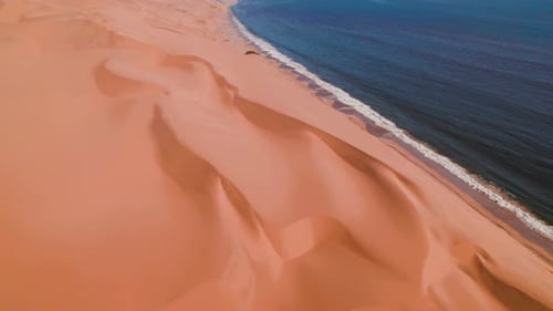 Aerial Drone Where Desert Meets the Ocean Sandwich Harbour Namibia Africa