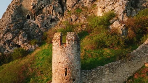 Ancient Devin Castle Tower close up
