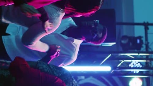 Vertical Video People Dancing in Pairs on Slow Music