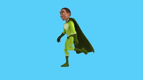 Fun 3D cartoon superhero dancing (with alpha channel)