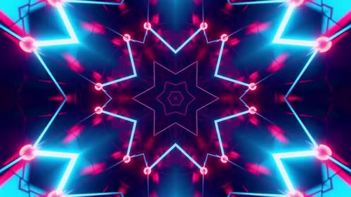 Dynamic futuristic neon tunnel animation with geometric designs
