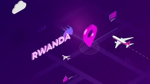 Futuristic Isometric Travel Map with Location Pin and Planes