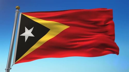 Flag Of East Timor Against The Sky Full HD