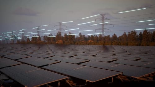 Futuristic Solar Panel Energy Grid Flow Animation