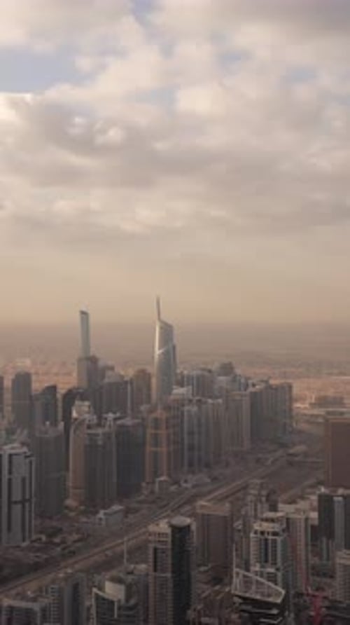 Video of the skyscrapers in the city of Dubai, United Arab Emirates at sunrise