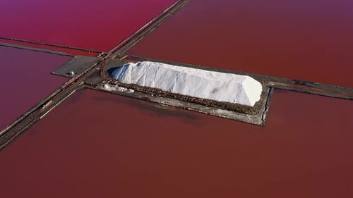Aerial view of salt evaporation ponds near to Burgas, Bulgaria