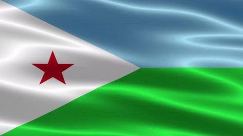 National Flag of Djibouti Waving with Realistic Fabric Texture