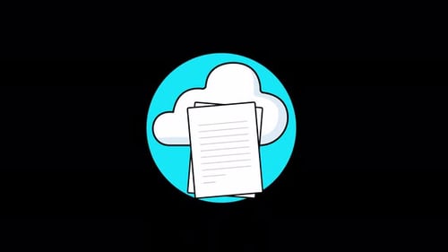 Cloud with Documents Animation Video - Transparent