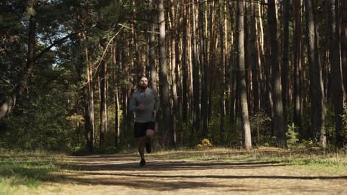 Satisfied Man Enjoys a Morning Run
