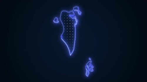 Bahrain Map Neon Outline Animation