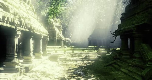 Parc paisible du temple avec offrandes et réflexions tranquilles