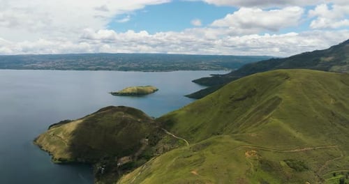 Aerial View of Toba Lake Sumatra Indonesia