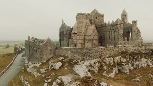 Aerial view of the Rock of Cashel historic complex, Ireland.