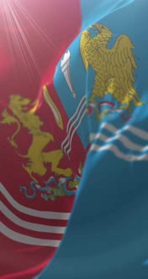 Vertical Waving Flags with Heraldic Emblems Background Animation